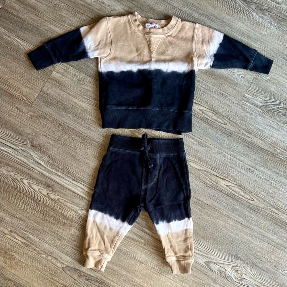 Mish Kids Black and Tan Joggers Set 6 months